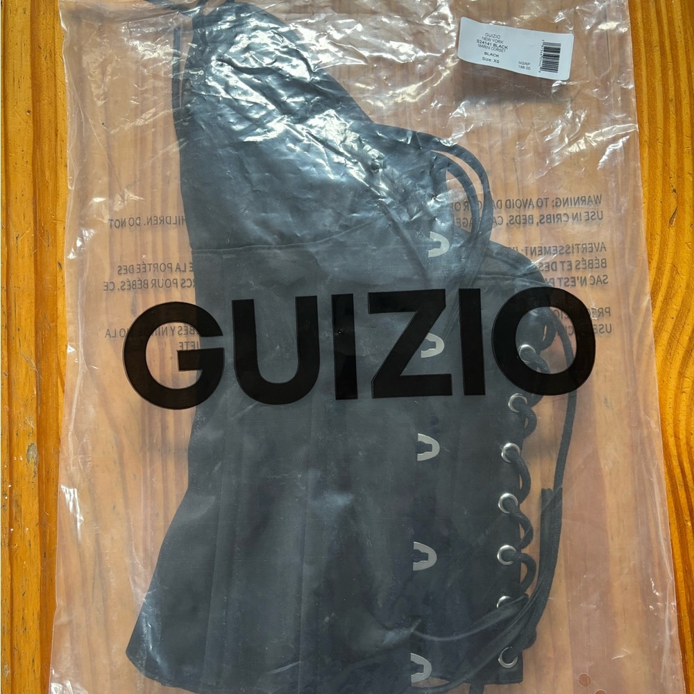 GUIZIO Black Lace-Up Corset Top